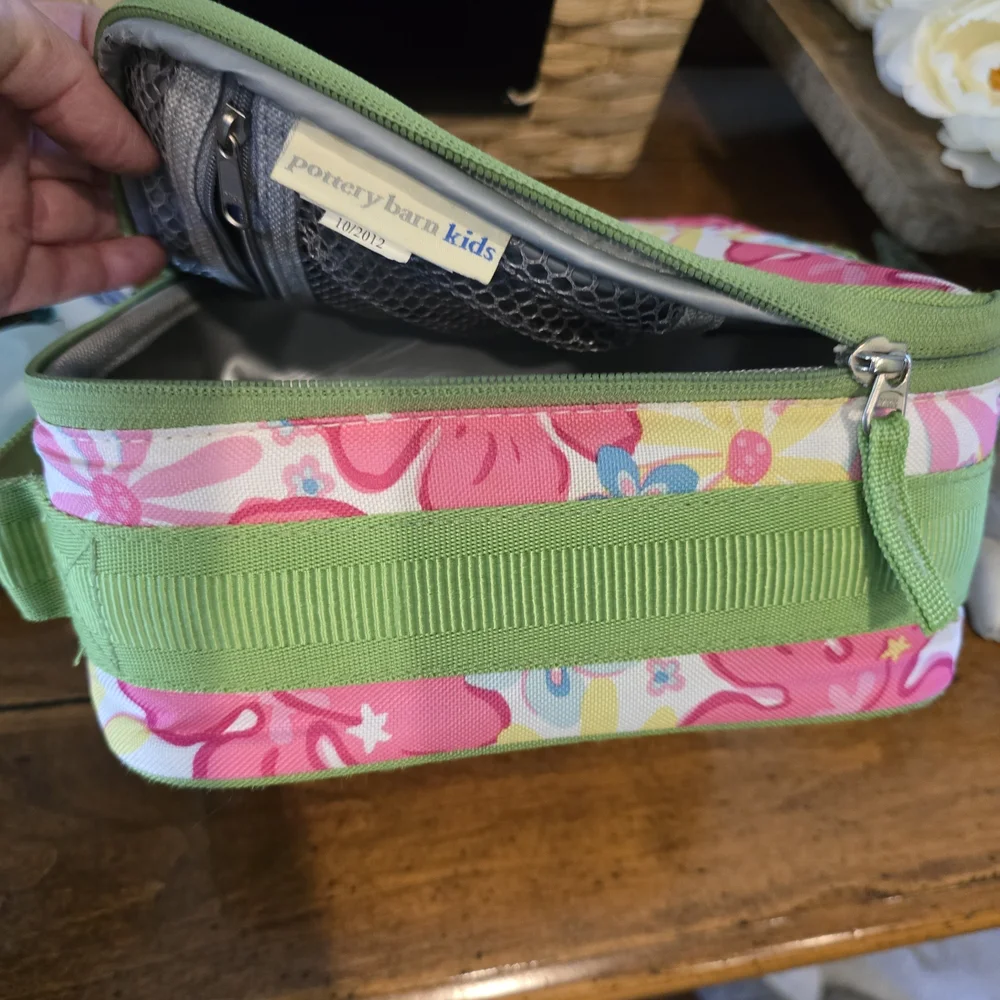 Pottery Barn Kids Floral Lunch Bag with Green Trim